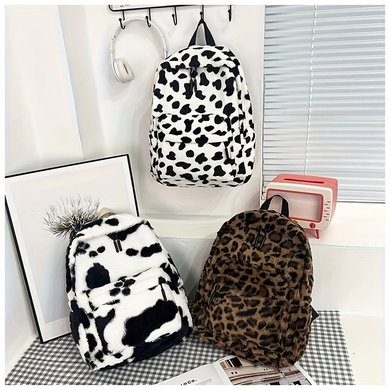 Leopard Fleece Backpack