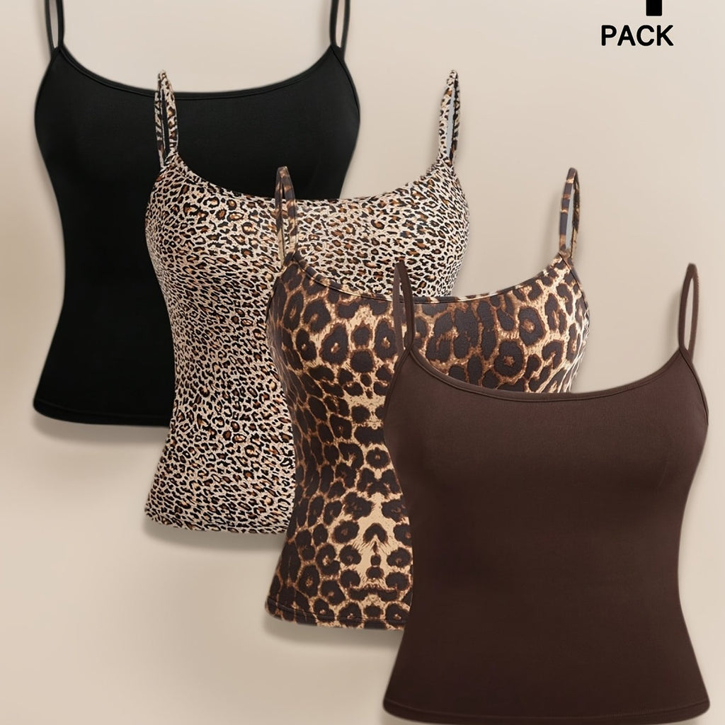 {4pcs} Leopard Print Cami Tops
