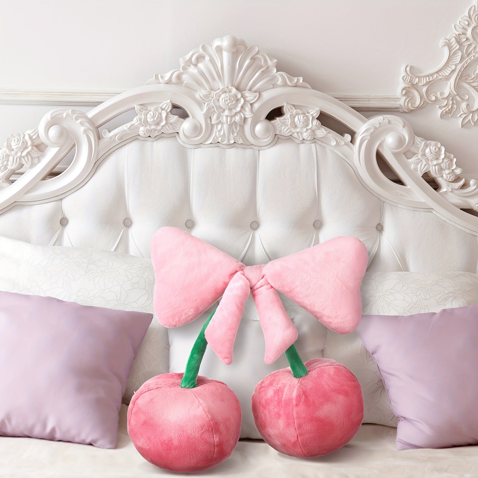 Bow Cherry Throw Pillow