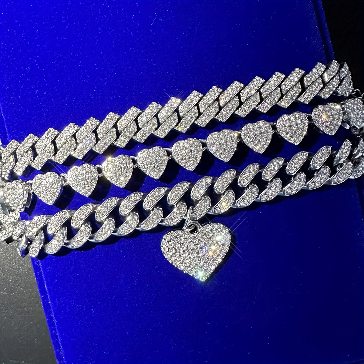 {3pcs} Shiny Heart Pendant Anklets