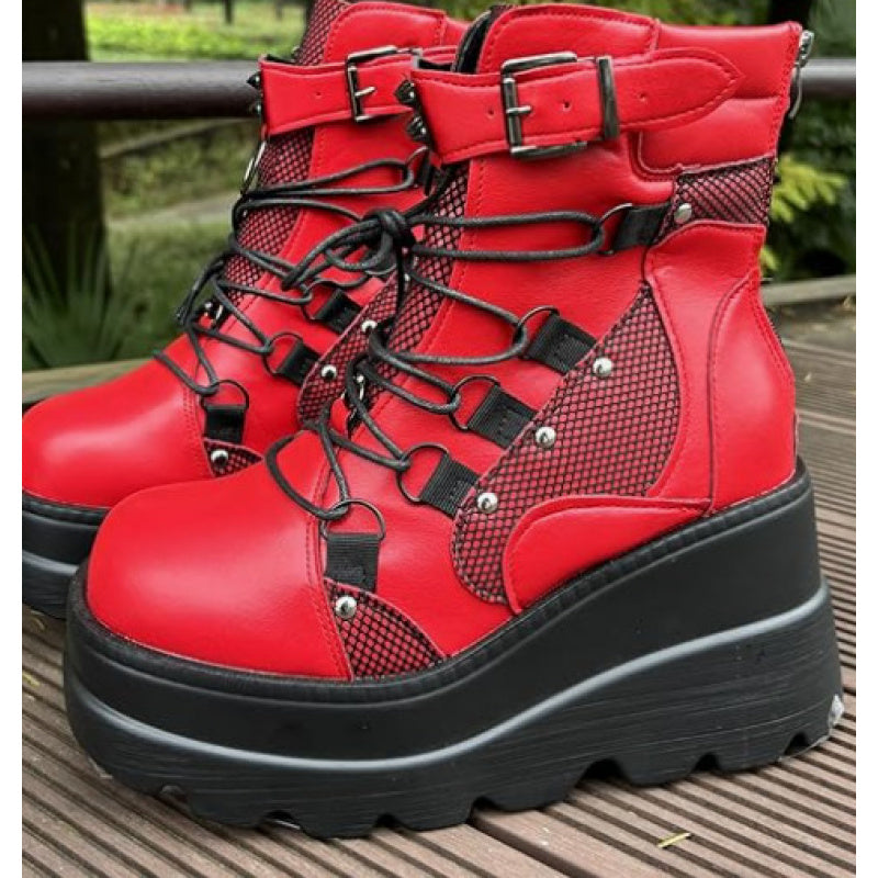 Chunky Platform Wedge Heel Boots
