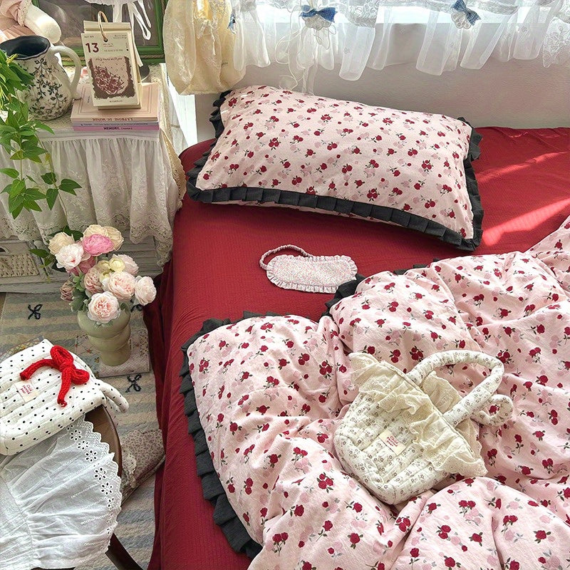 French Black Lace Bedding Set of 4pcs