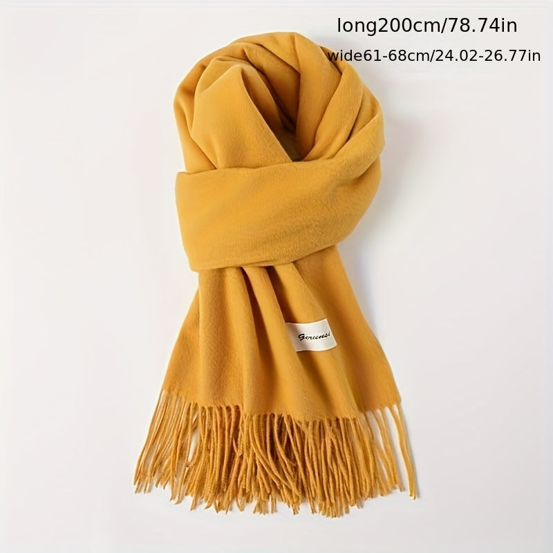Solid Color Tassel Scarf
