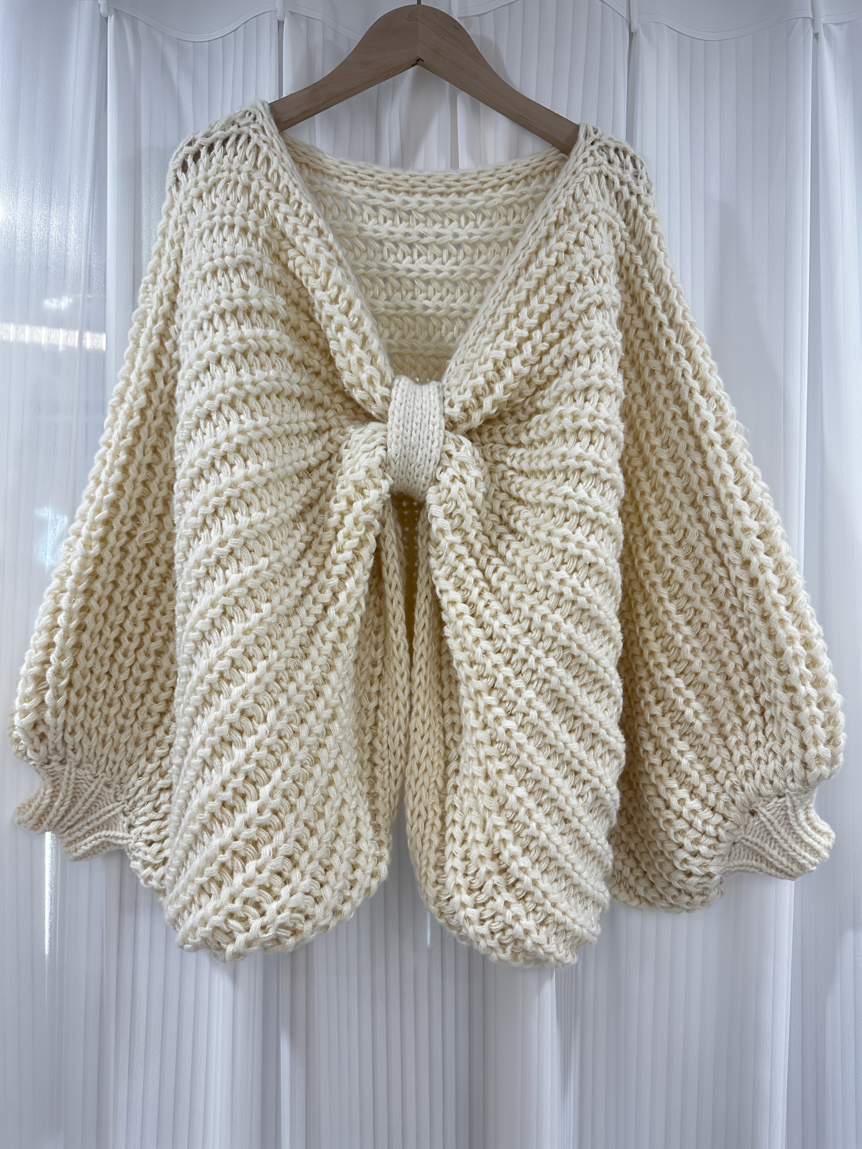 Women'S Vintage-Inspired Oversized V-Neck Sweater with Large Bow & Chest Knot - & Brown Color Block, Short Length, Spring/Fall Layering Piece for Casual & Formal, Spring Fall Layering, Classic Knitwear, Soft Texture