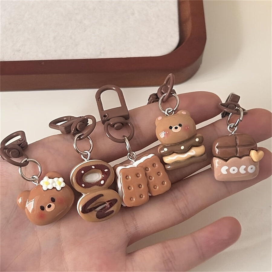{5pcs} Cute Cartoon Bear Cookie Keychains