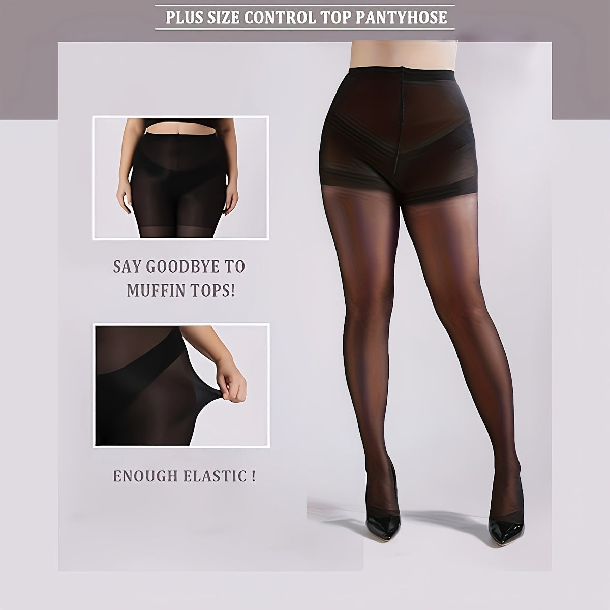 2 Pairs-4 Pairs Of Oversized Black Thin Pantyhose 40D Semi-transparent Women'S Stockings Tear-proof High-grade Pantyhose