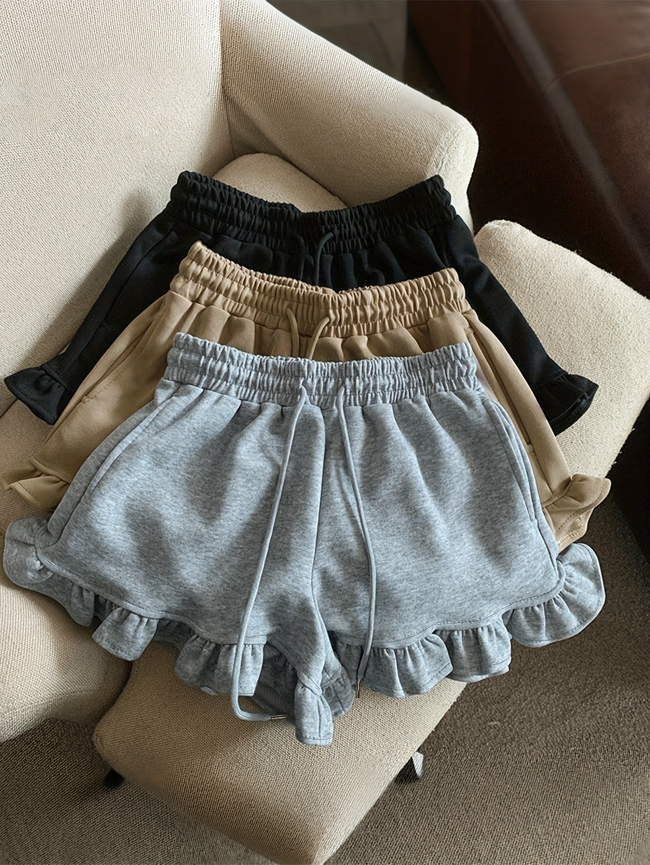 {3pcs} Casual Ruffle Shorts