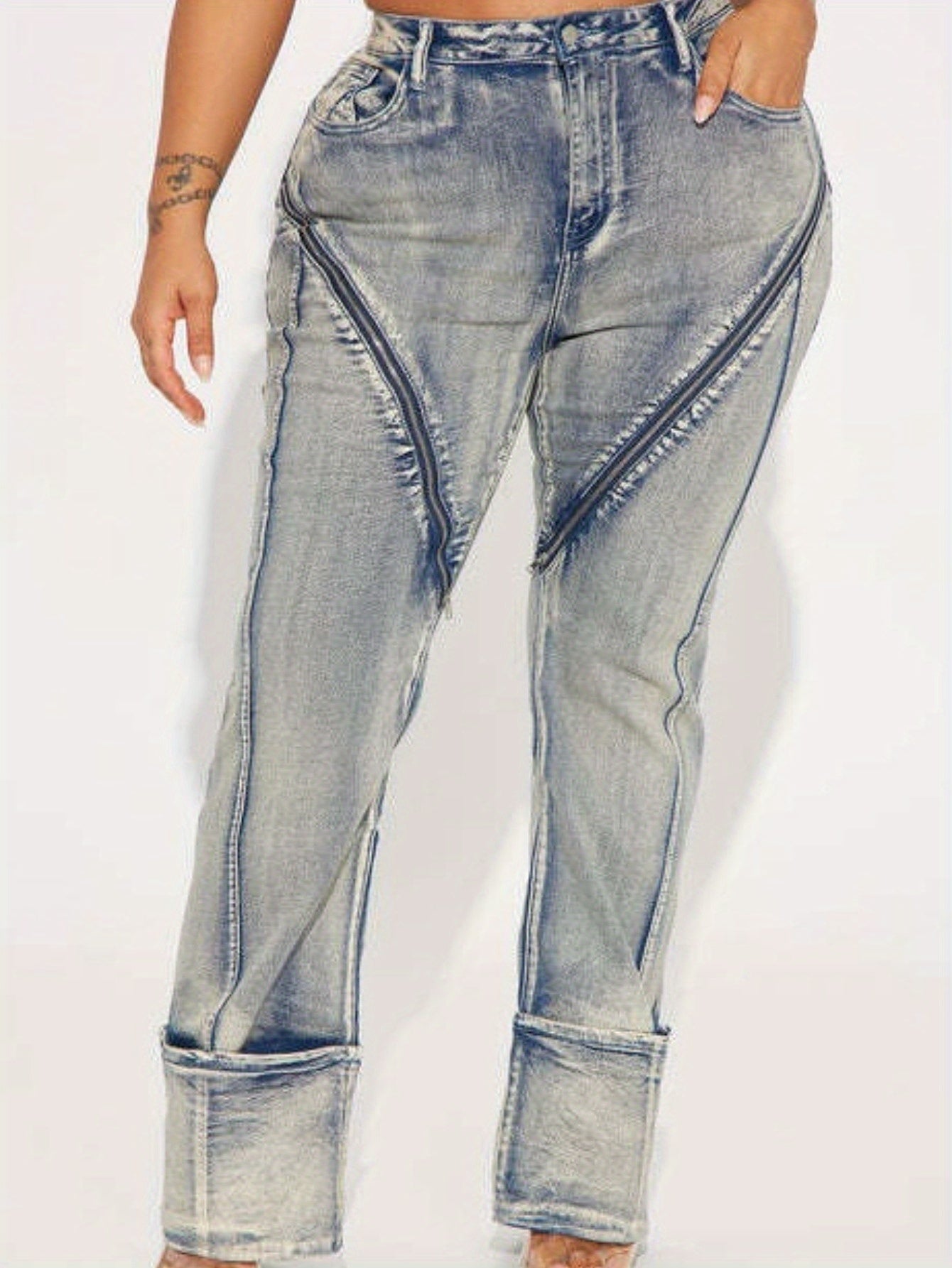 High-Waisted Wide-Leg Bell-Bottom Jeans