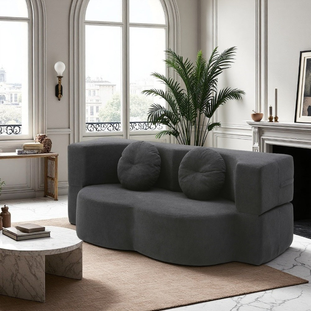 2-in-1 Convertible Folding Sofa Bed with Mattress