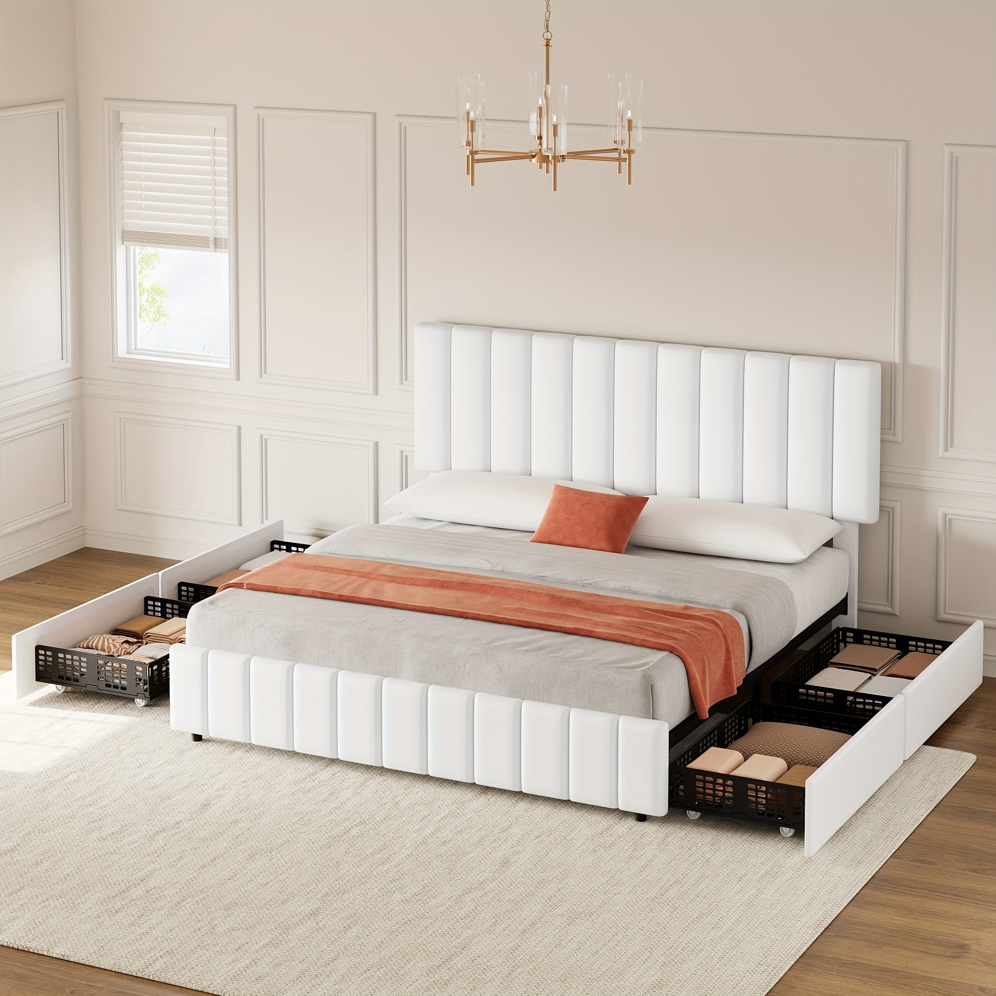 Queen Bed Frame with Storage Drawers