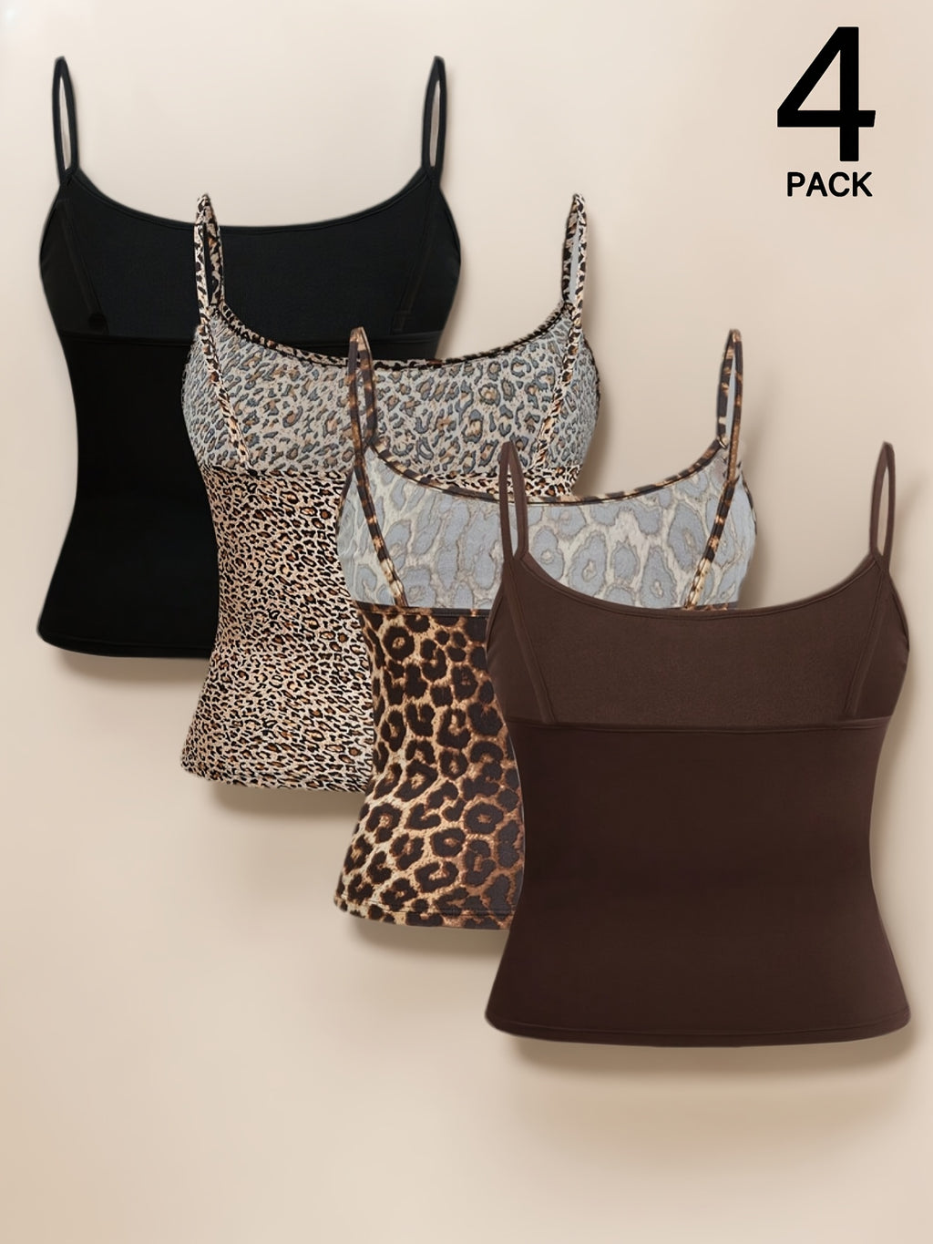 {4pcs} Leopard Print Cami Tops
