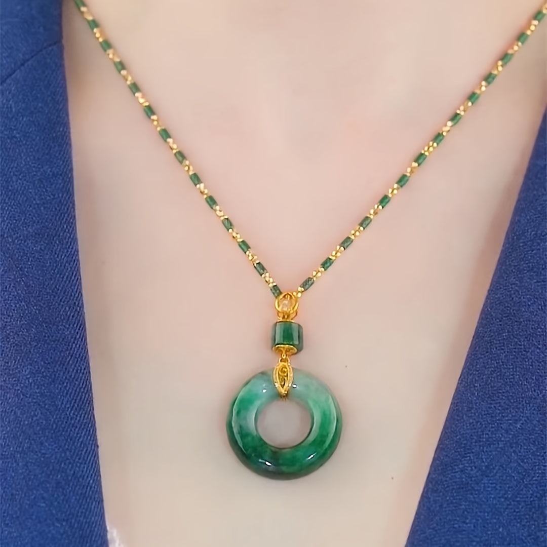 Elegant Artificial Jade Pendant Necklace