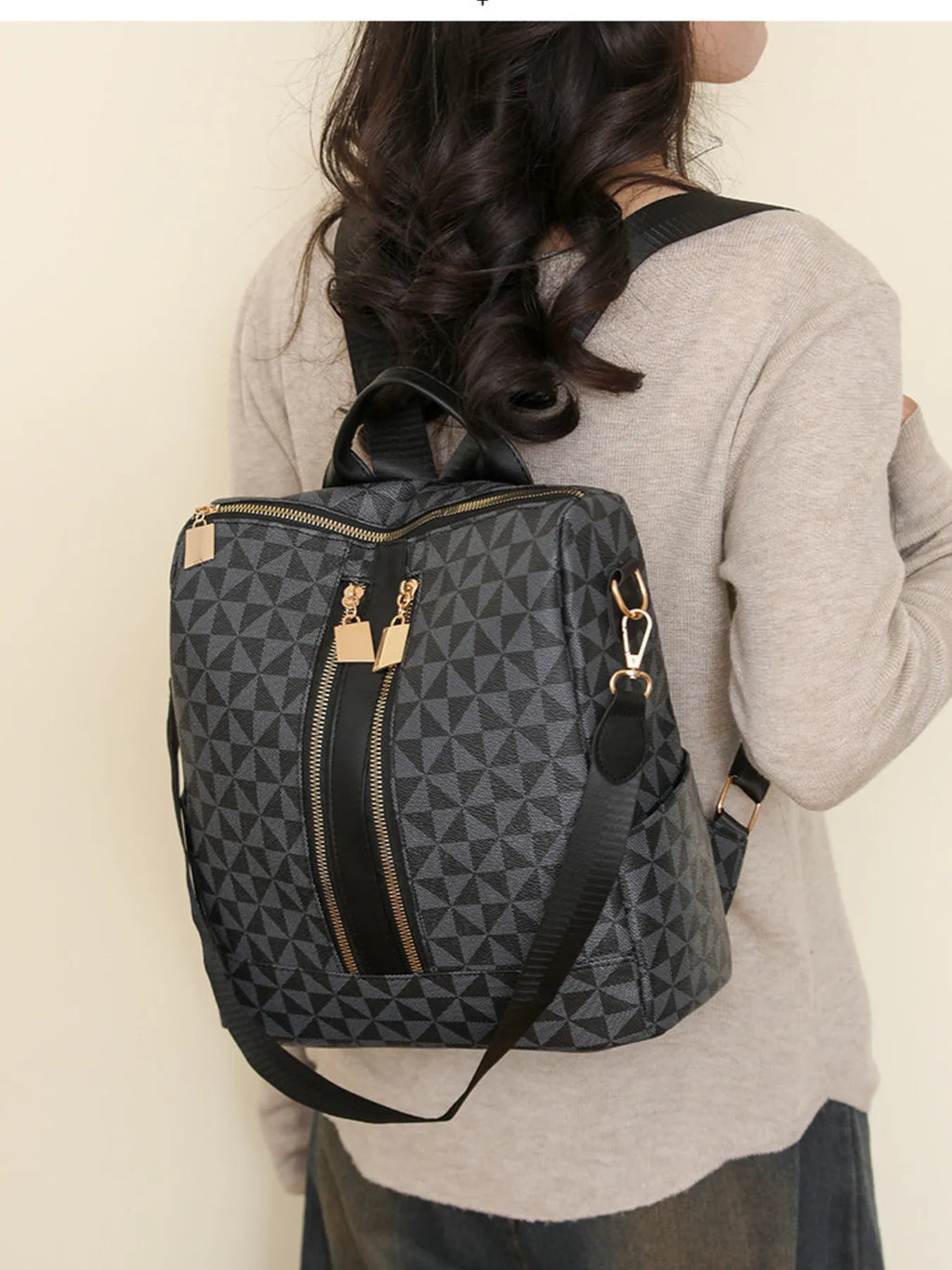 Geometric Pattern Backpack Bag