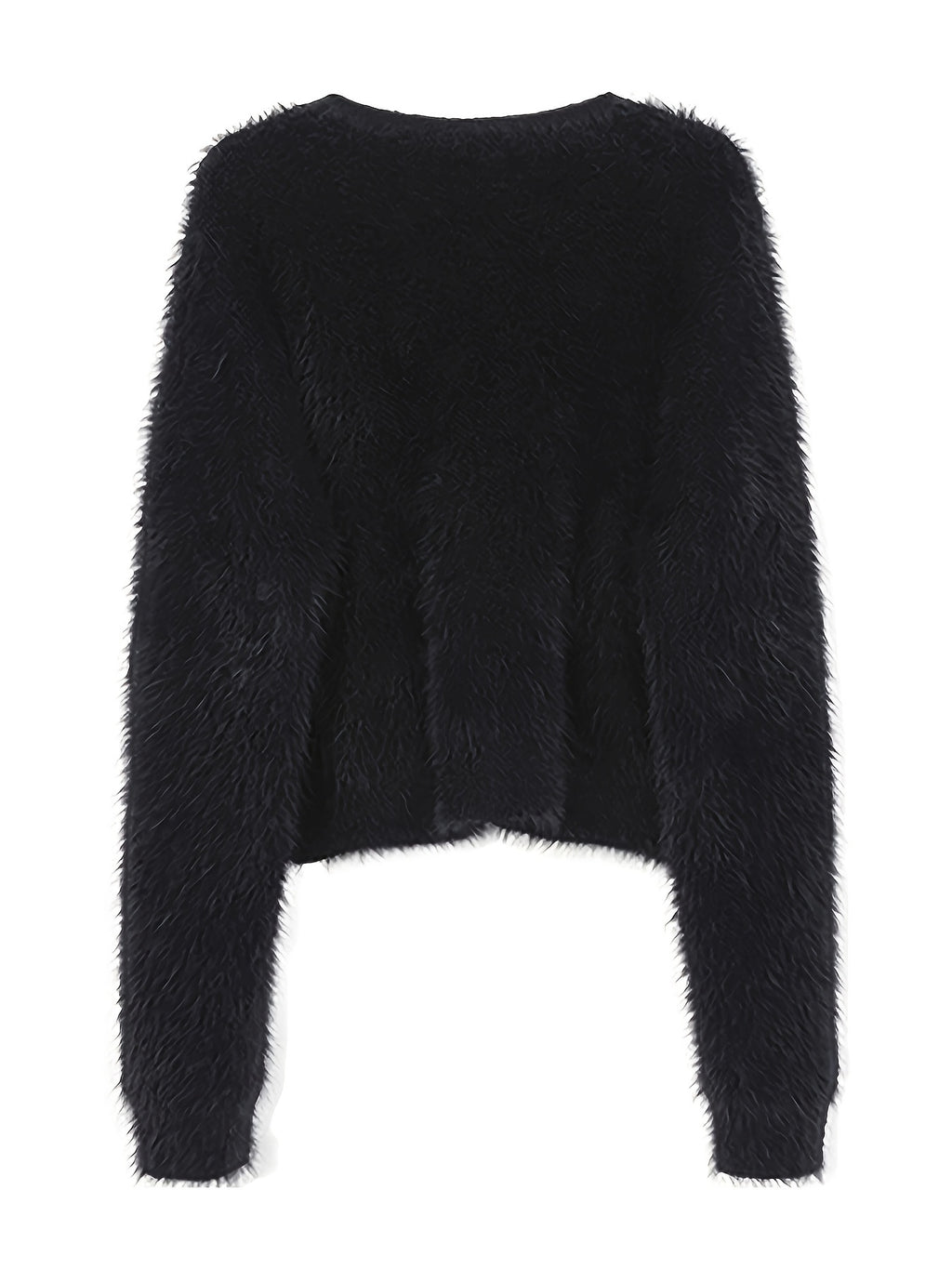 Women's Cozy V-Neck Sweater Coat Imitation Mink Cardigan - Loose Fit Long Sleeve Medium Stretch Fall Winter Casual Outerwear, Cute Sweater, Seasonal Wardrobe, Relaxed Silhouette, Soft Fabric, Casual Attire