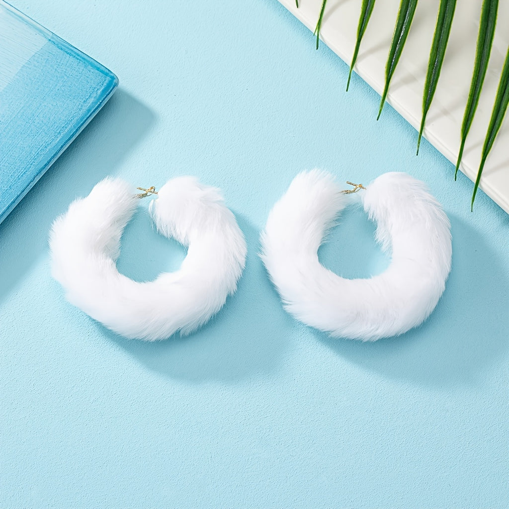 Fluffy Furry Hoop Earrings