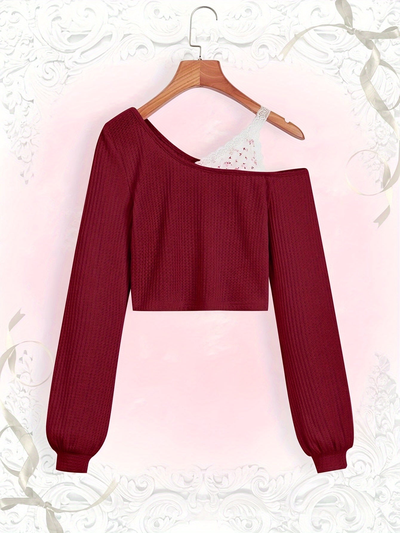 Lace Trim Off-Shoulder T-Shirt