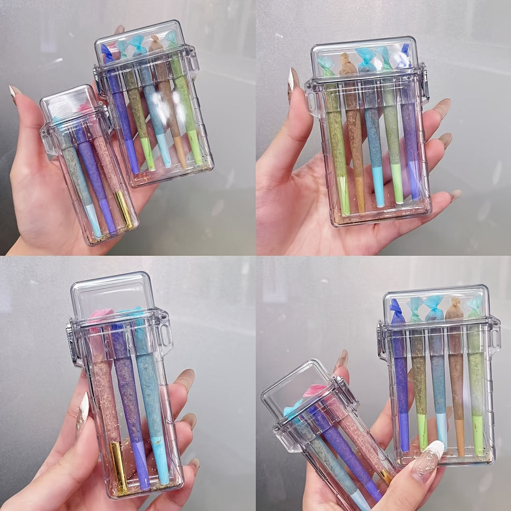 Transparent Acrylic Cigarette Case with Integrated Flip-Top Lid