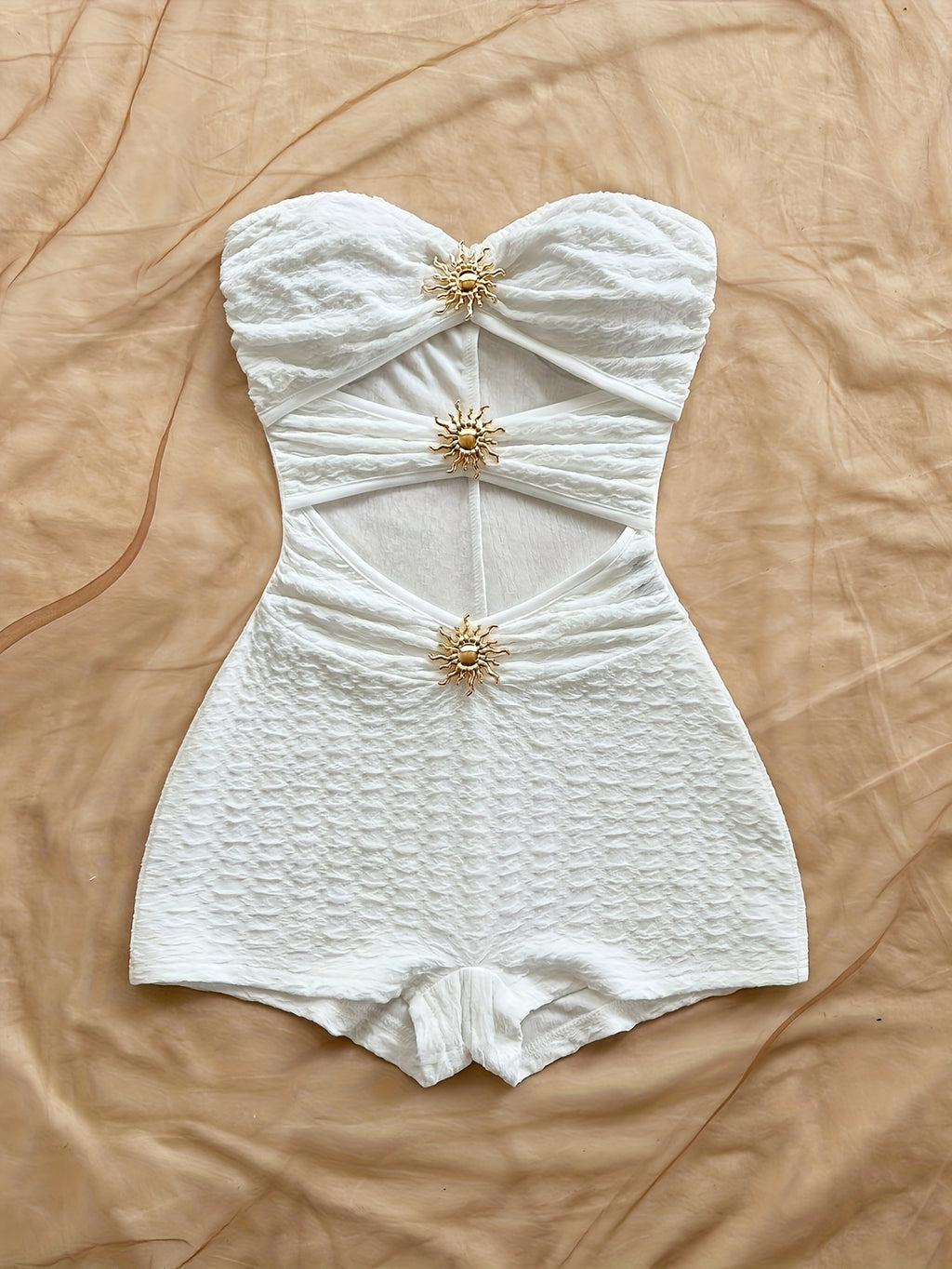 Textured Jumpsuit with a Metallic Finish