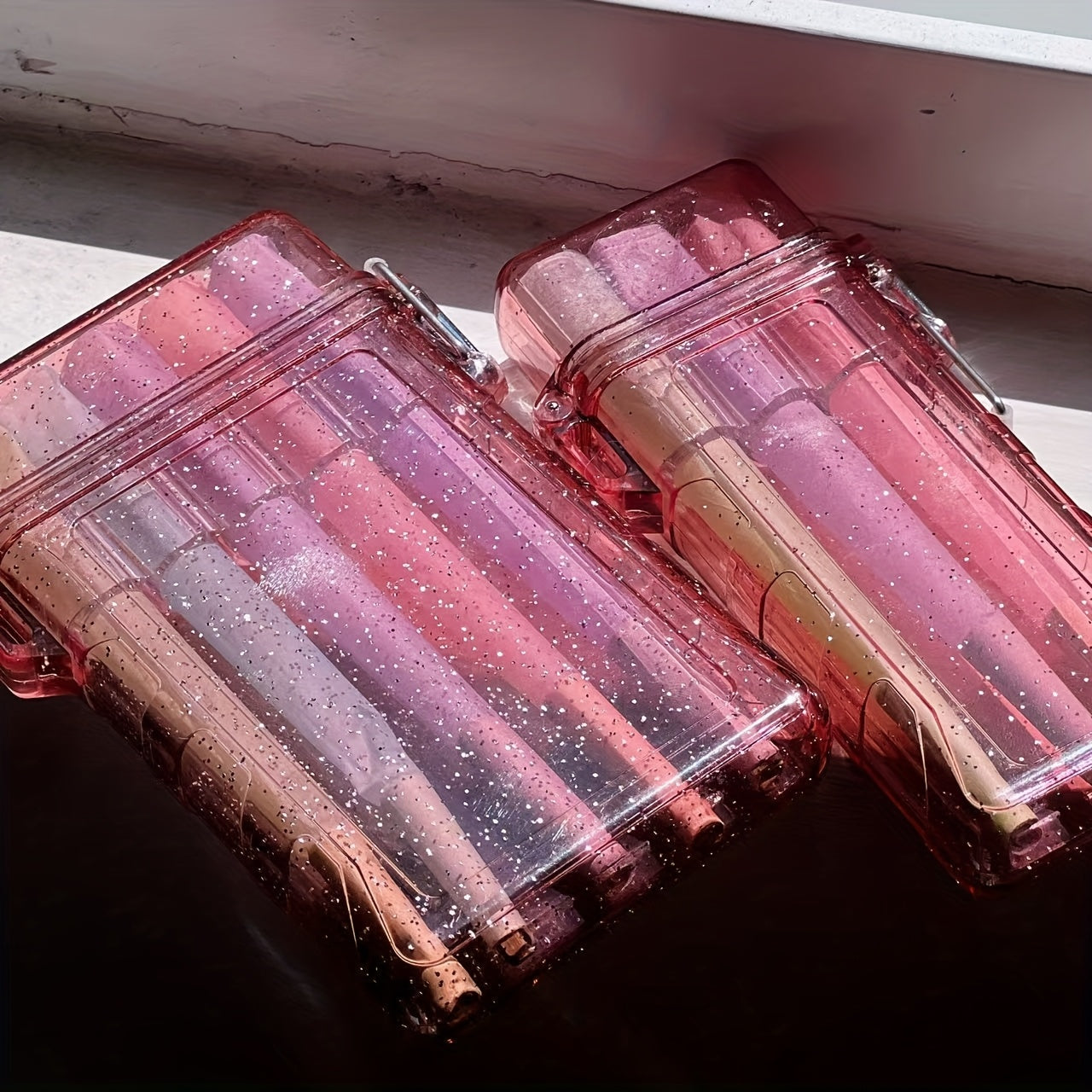 Pink Acrylic-like Cigarette Case with Flip-Top Lid & Pre-Rolled Cone Holder