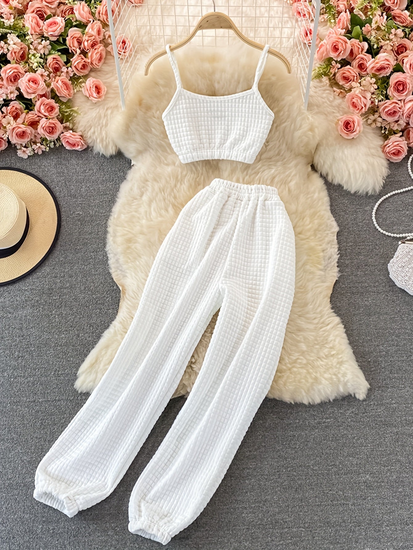 Tank Top Hoodie with Zipper and Loose Drawstring Pants