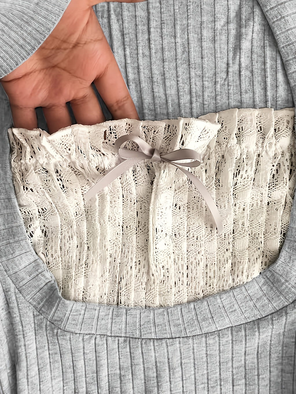 Long Sleeve T-Shirt with Ribbed Detail