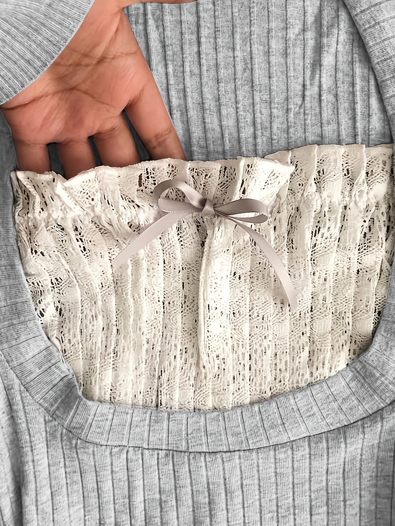 Long Sleeve T-Shirt with Ribbed Detail