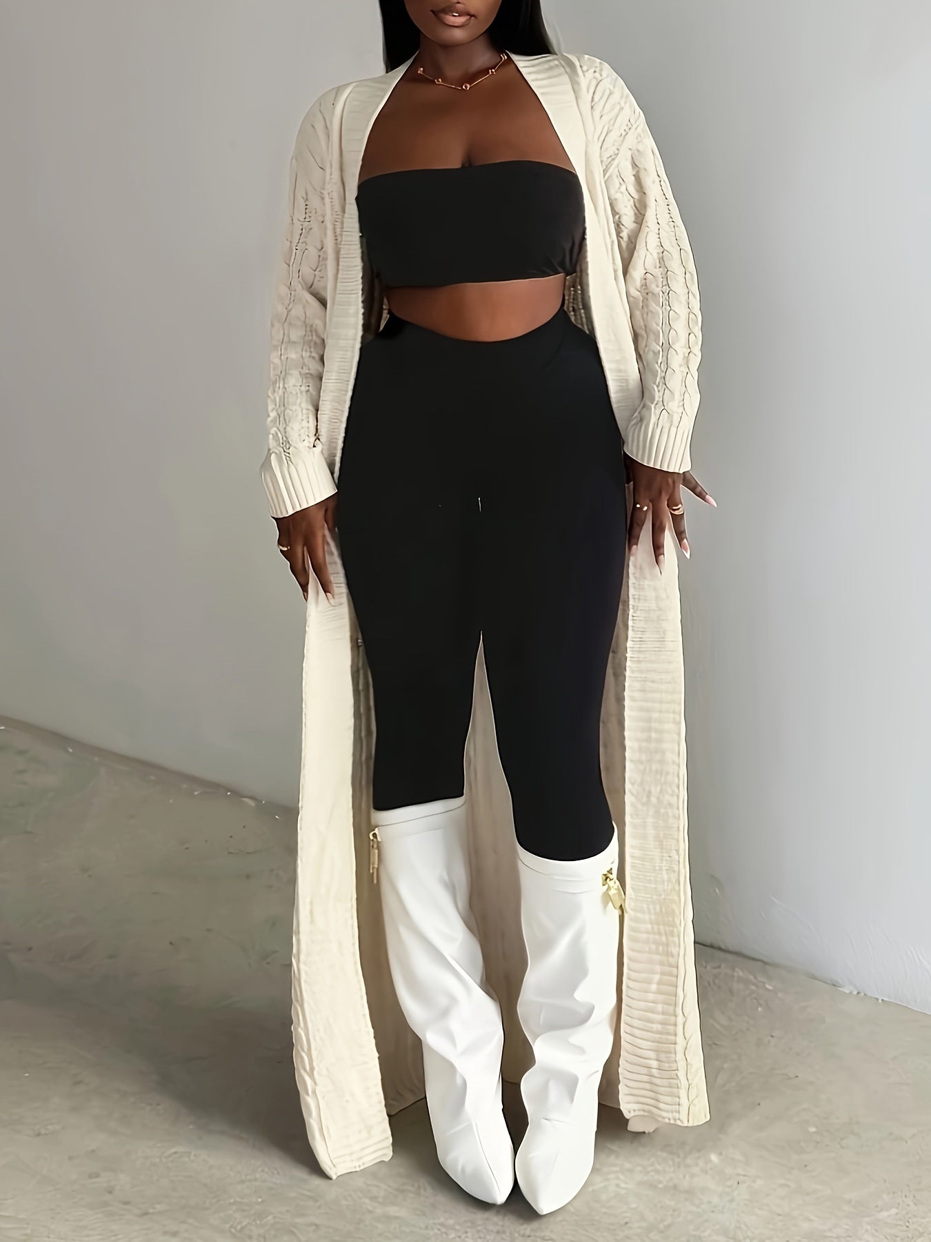 Long Solid Color Cardigan