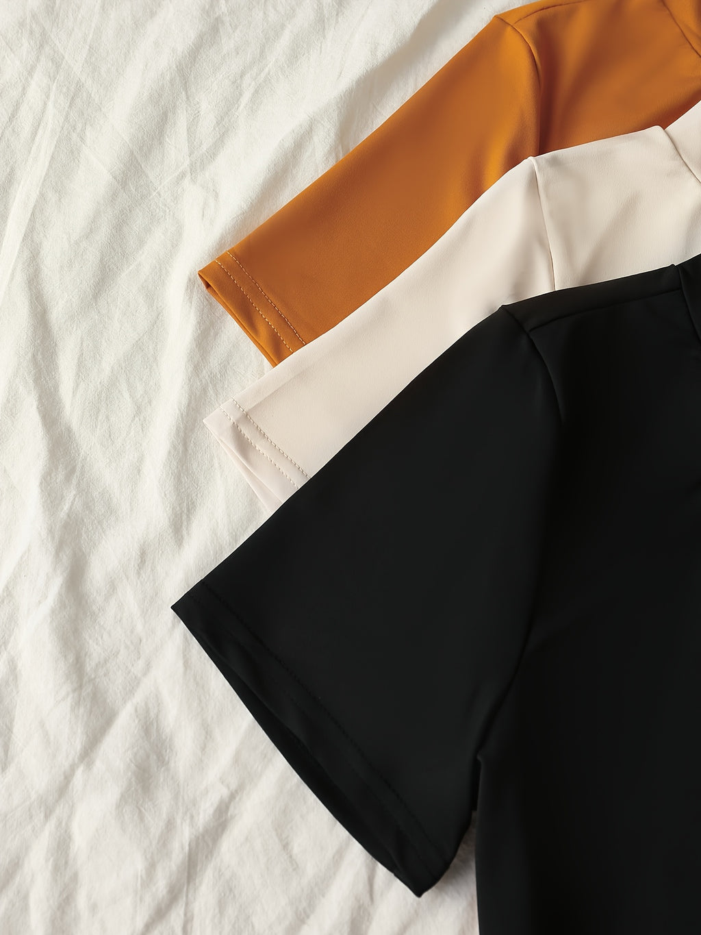 [3pcs} Long Dress Set with Short Sleeves