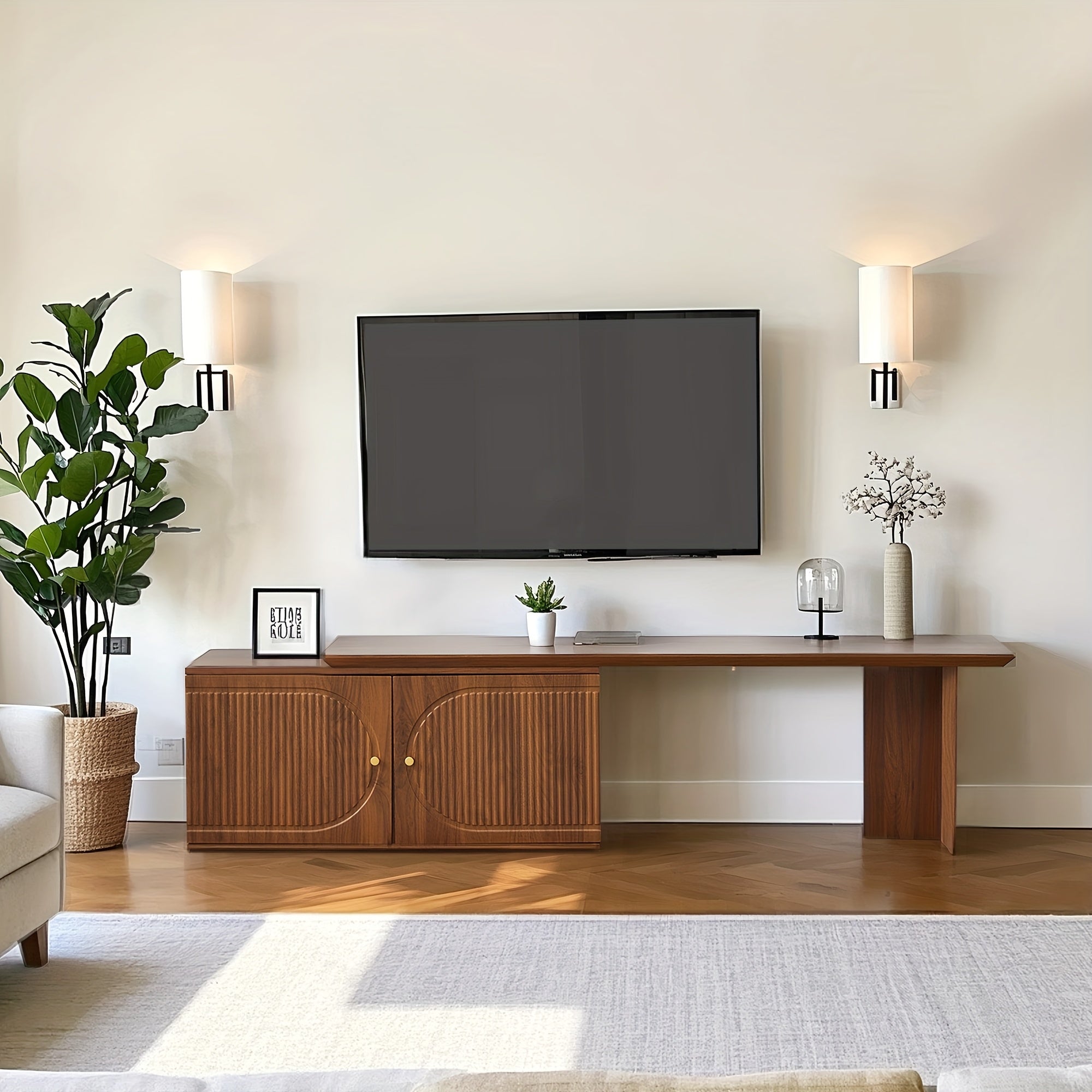 Extra Long TV Stand with Locking Mechanism
