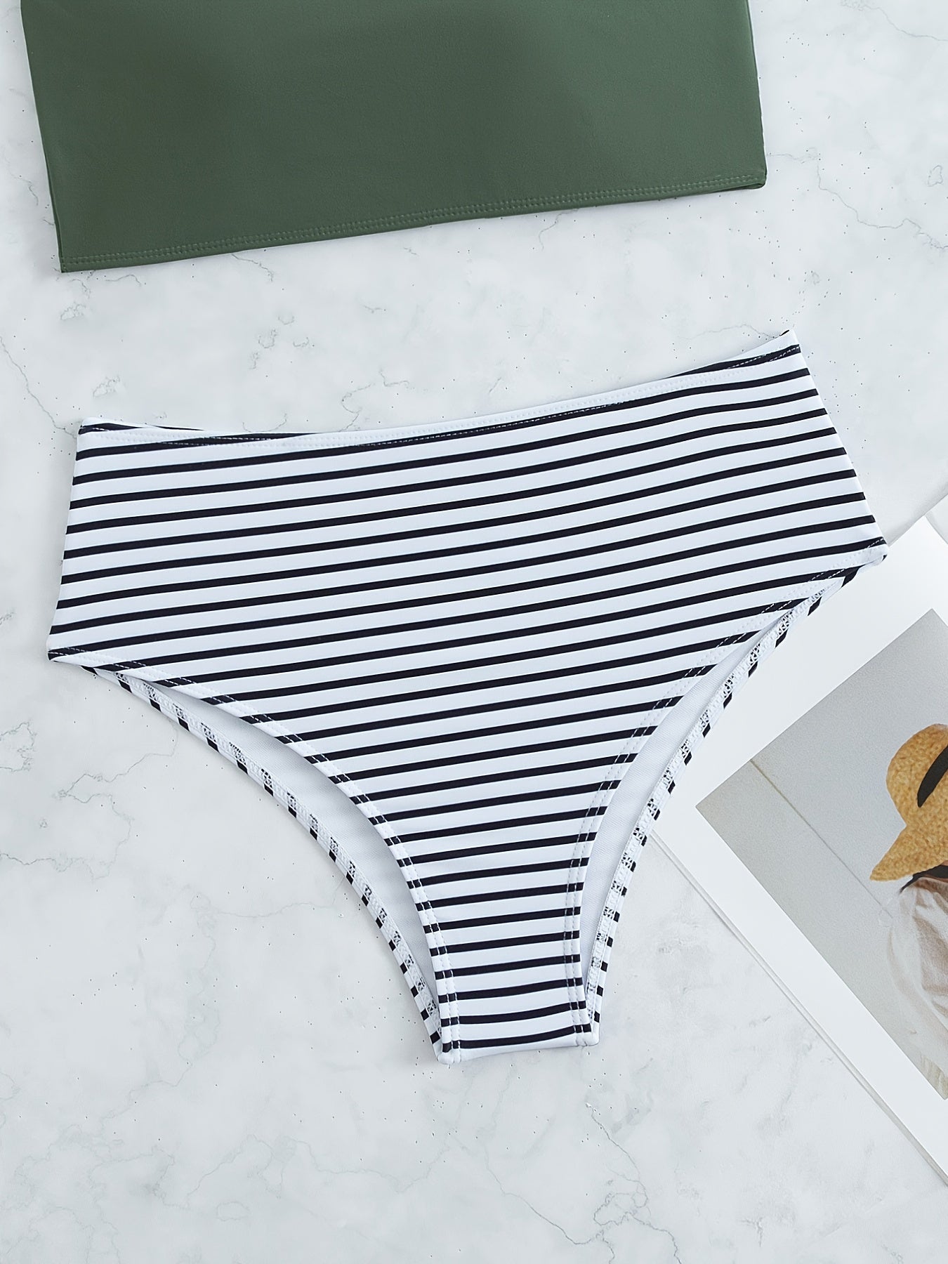 Striped Print Bandeau Two Piece Swimsuit