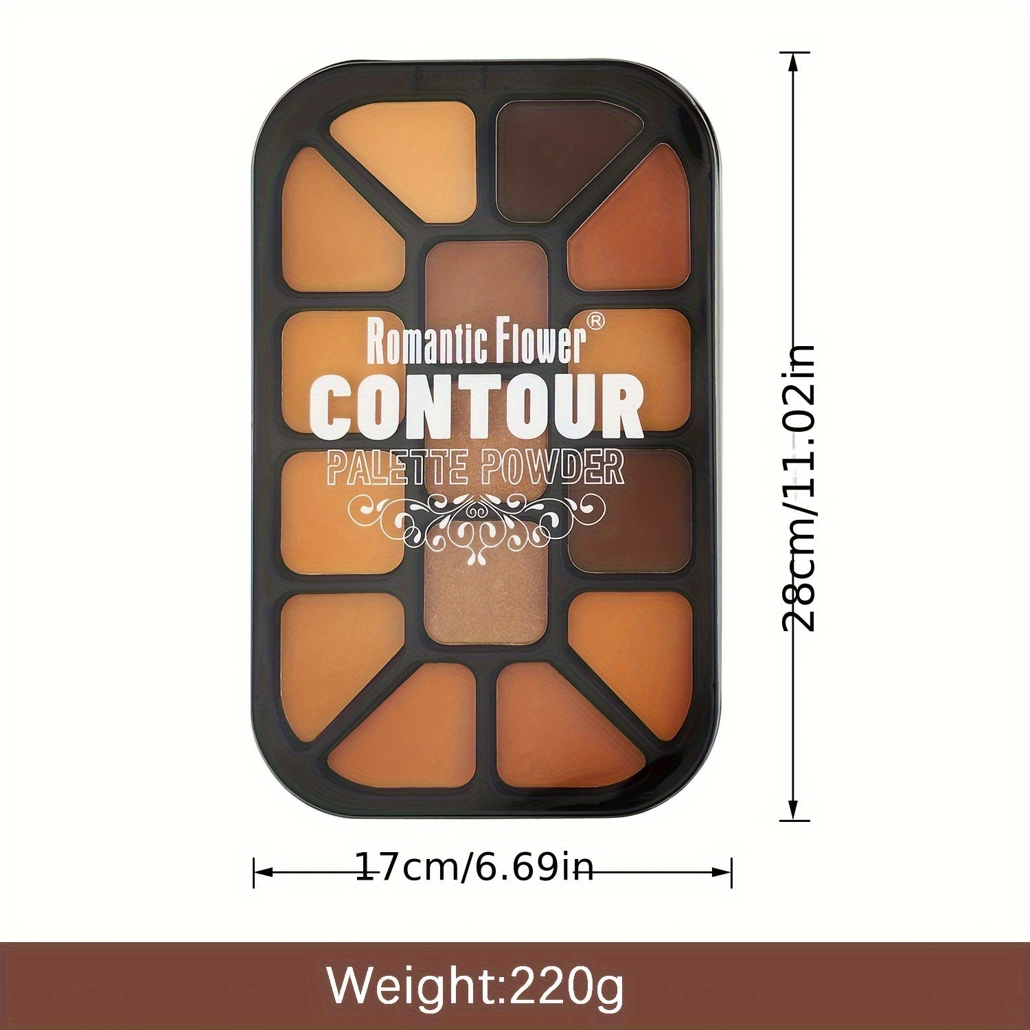 15-Color Contour Makeup Palette with 11 Shades Powder, 2 Shades Highlighter & 2 Shades Concealer Cream - Matte Waterproof 3-in-1 Foundation Palette for All Light Beige Types, Medium Coverage, Soft Powder Formula