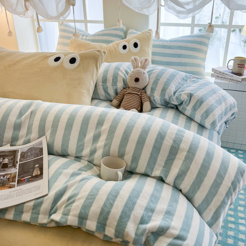 Milk Fleece Striped Duvet Cover