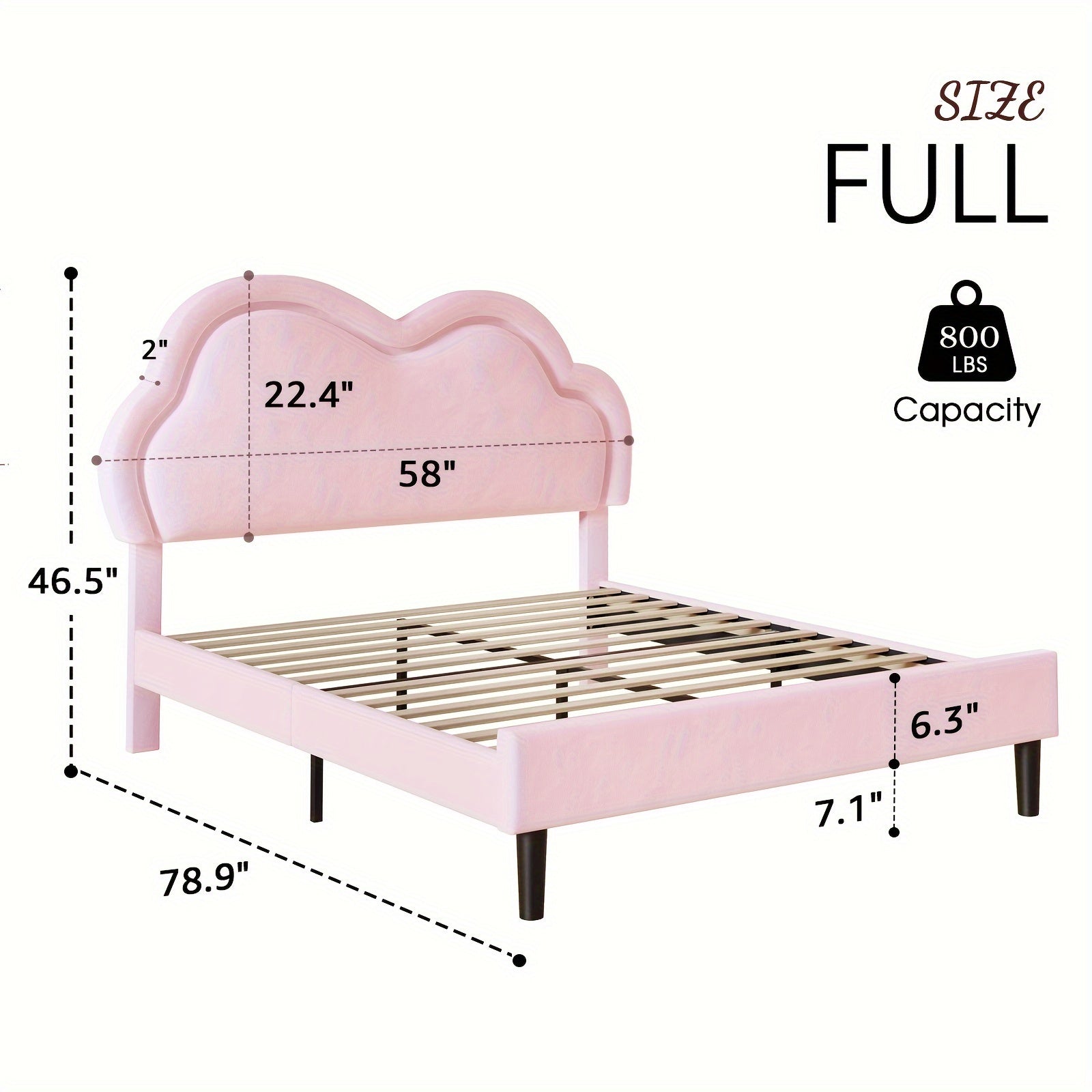 LUXOAK LED-Illuminated Twin Bed Frame with Velvet Cloud Headboard, Pink Platform Design - Easy DIY Assembly, Under-Bed Storage, Modern Hardwood Construction, Box Spring Optional