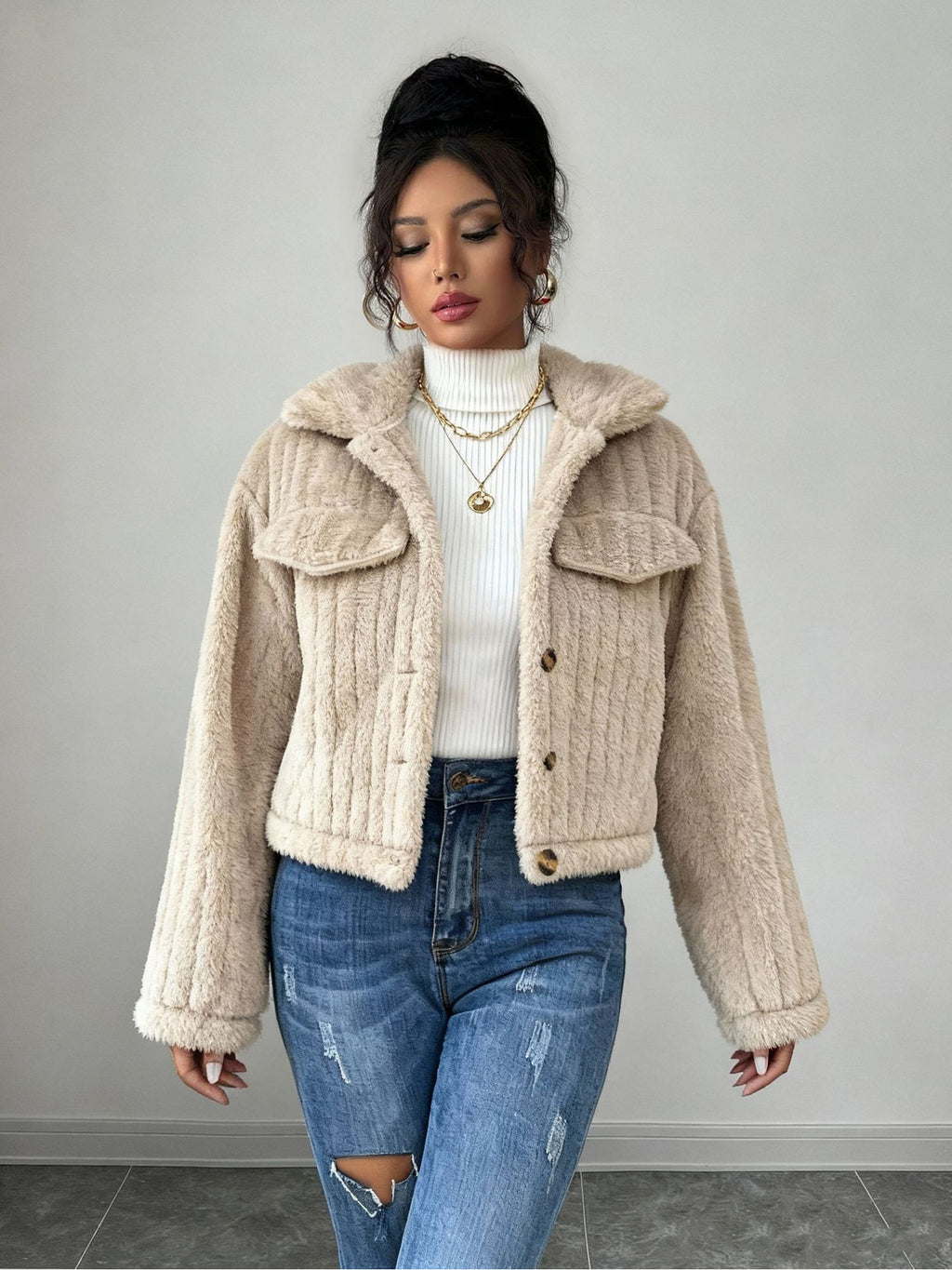 Khaki Notch Collar Coat