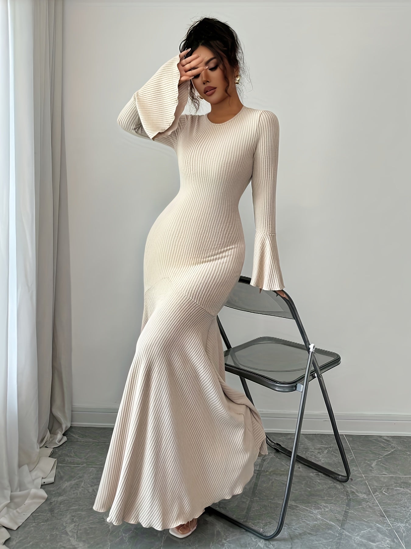 Elegant Long Sleeve Maxi Dress