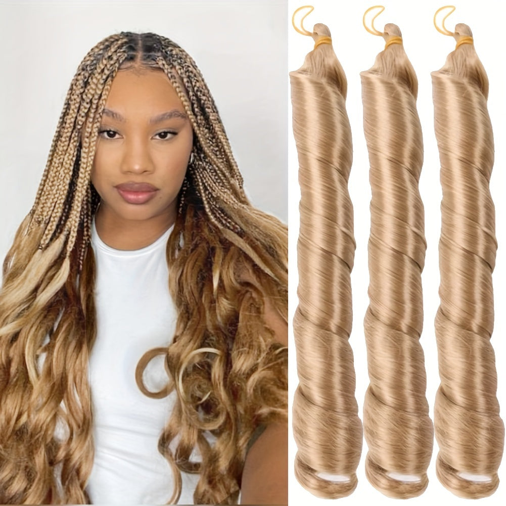 3pcs 22" Pre-Stretched French Curl Braiding Hair Extensions for Women - Loose Wave Synthetic Crochet Braids
