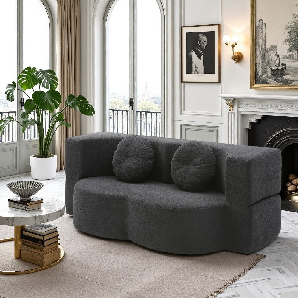 2-in-1 Convertible Folding Sofa Bed with Mattress