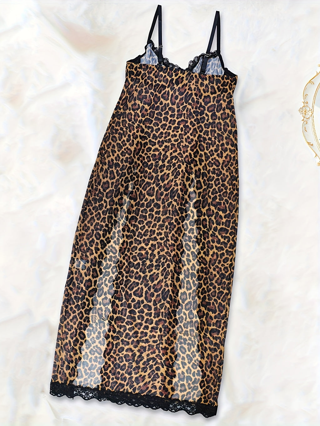 Wild Charm Style Leopard Print Lace Trim Sexy Lingerie Set