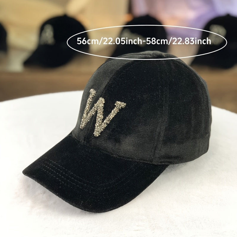 Flannel Letters Rhinestone Baseball Cap