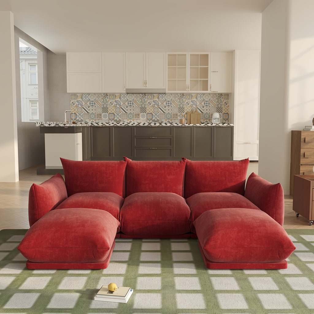 5-Seater Sectionals Couch With Wide Reversible Chaise Ottoman