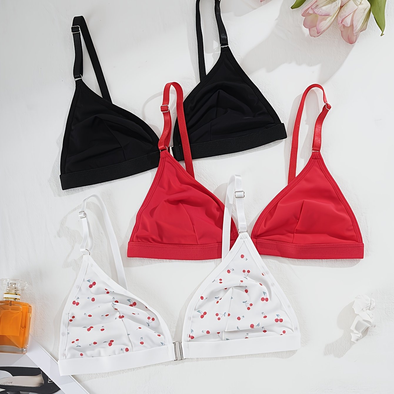 3pcs Women'S Front Closure Bras
