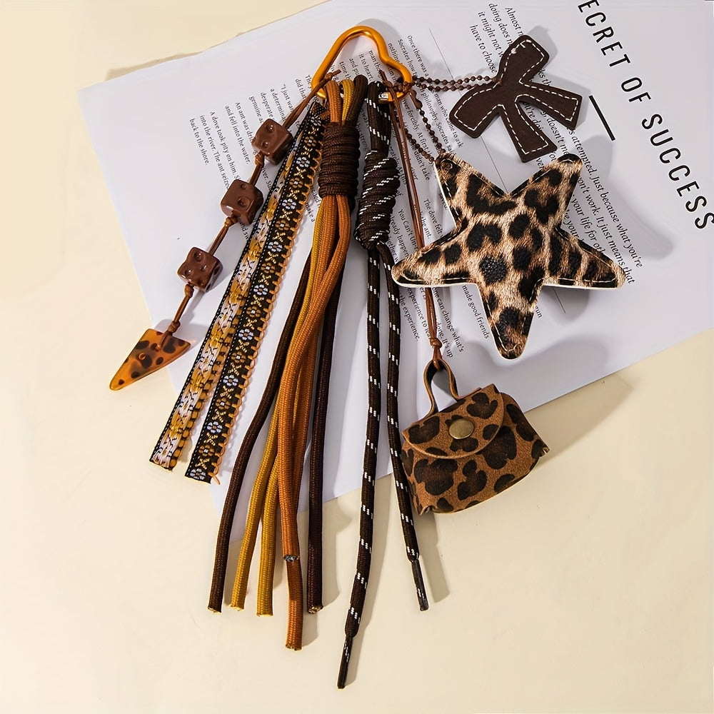 Leopard Print Keychain with Detachable Coin Purse