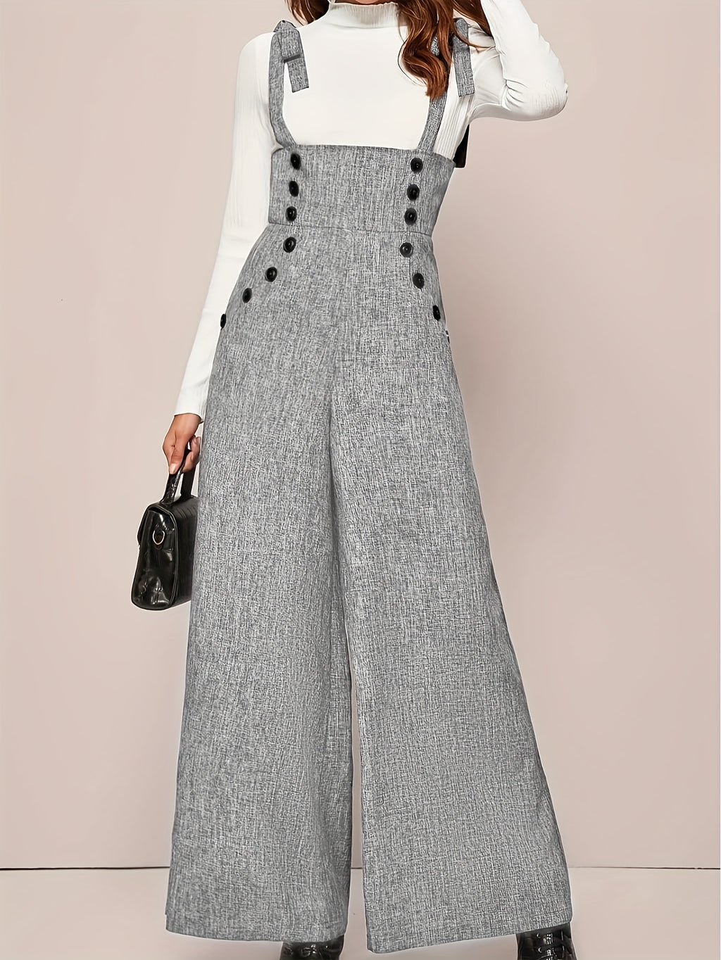 Polyester Jumpsuit with Button Detail
