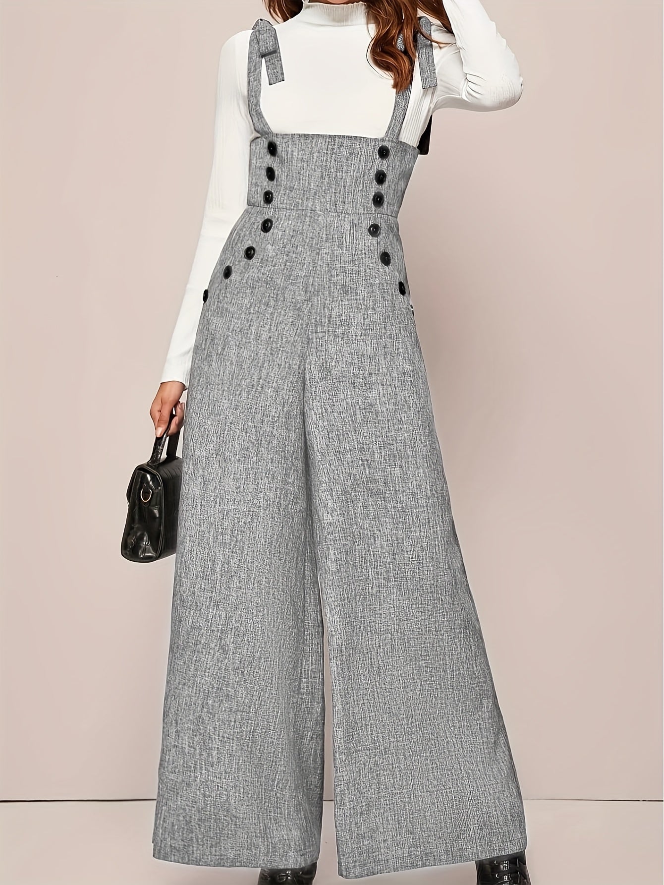 Polyester Jumpsuit with Button Detail