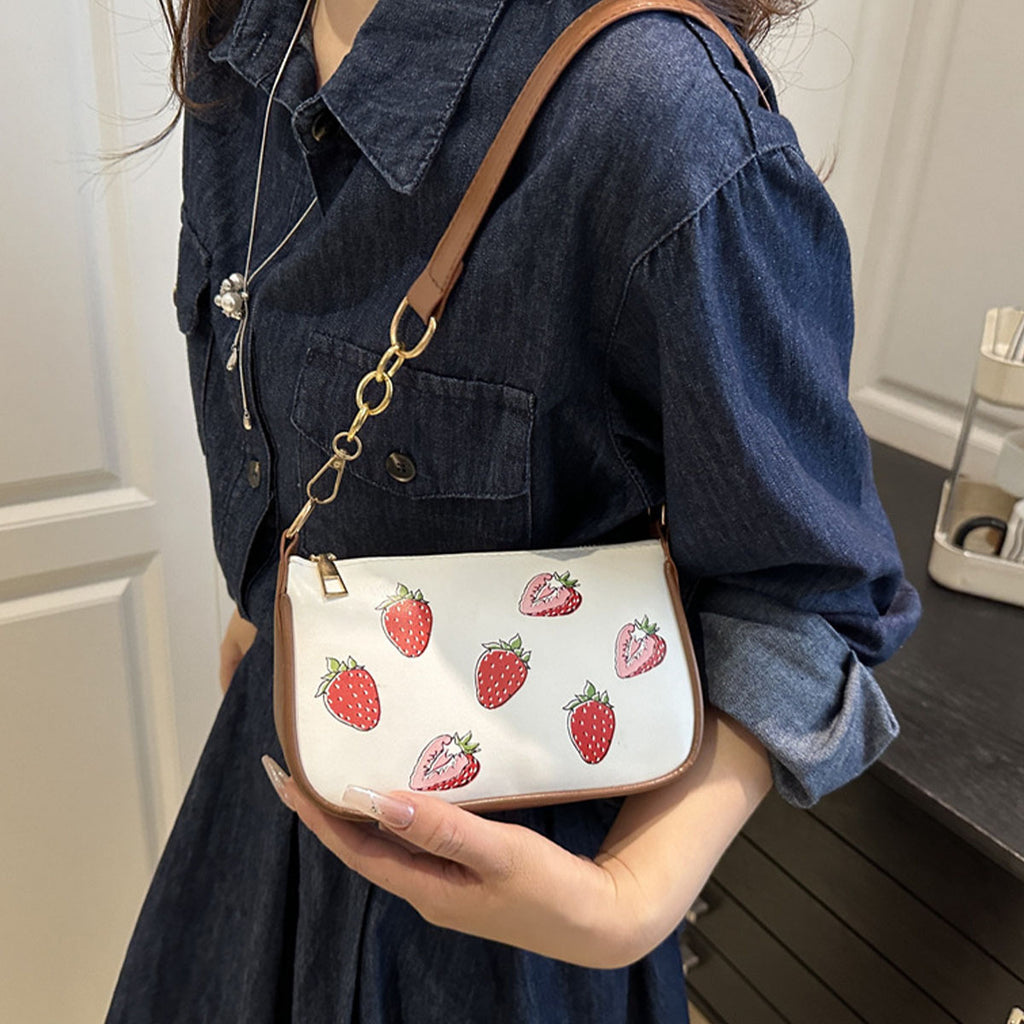 Strawberry Shoulder Bag with Adjustable Strap