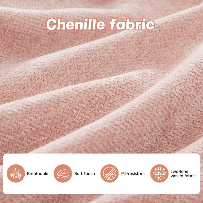 Pink L-Shaped Sectional Sofa with Ottoman