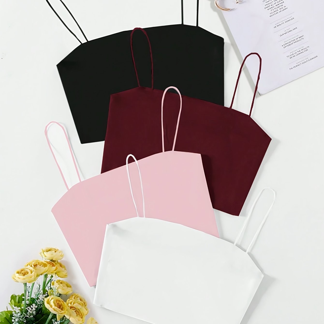 4pcs Set of Trendy, Minimalist Casual Waisted Camisoles, Camisole Tops for Women, Layering Essentials, Versatile Tops, Sleeveless Top, Elegant Style, Breathable Material, Comfortable Fit, Tank Tops, Camisole Set, Summer Wardr