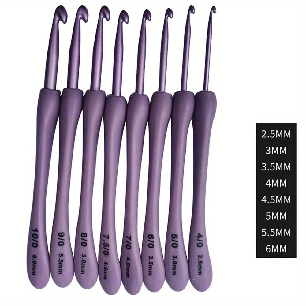 8pcs Ergonomic Plastic Handle Crochet Hooks Set
