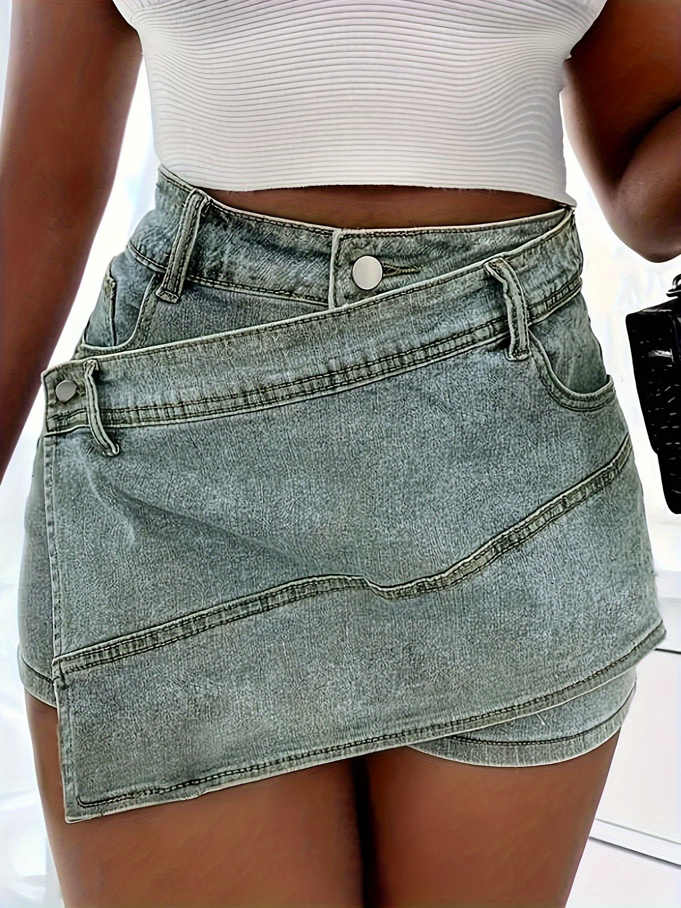 Washed Denim Shorts