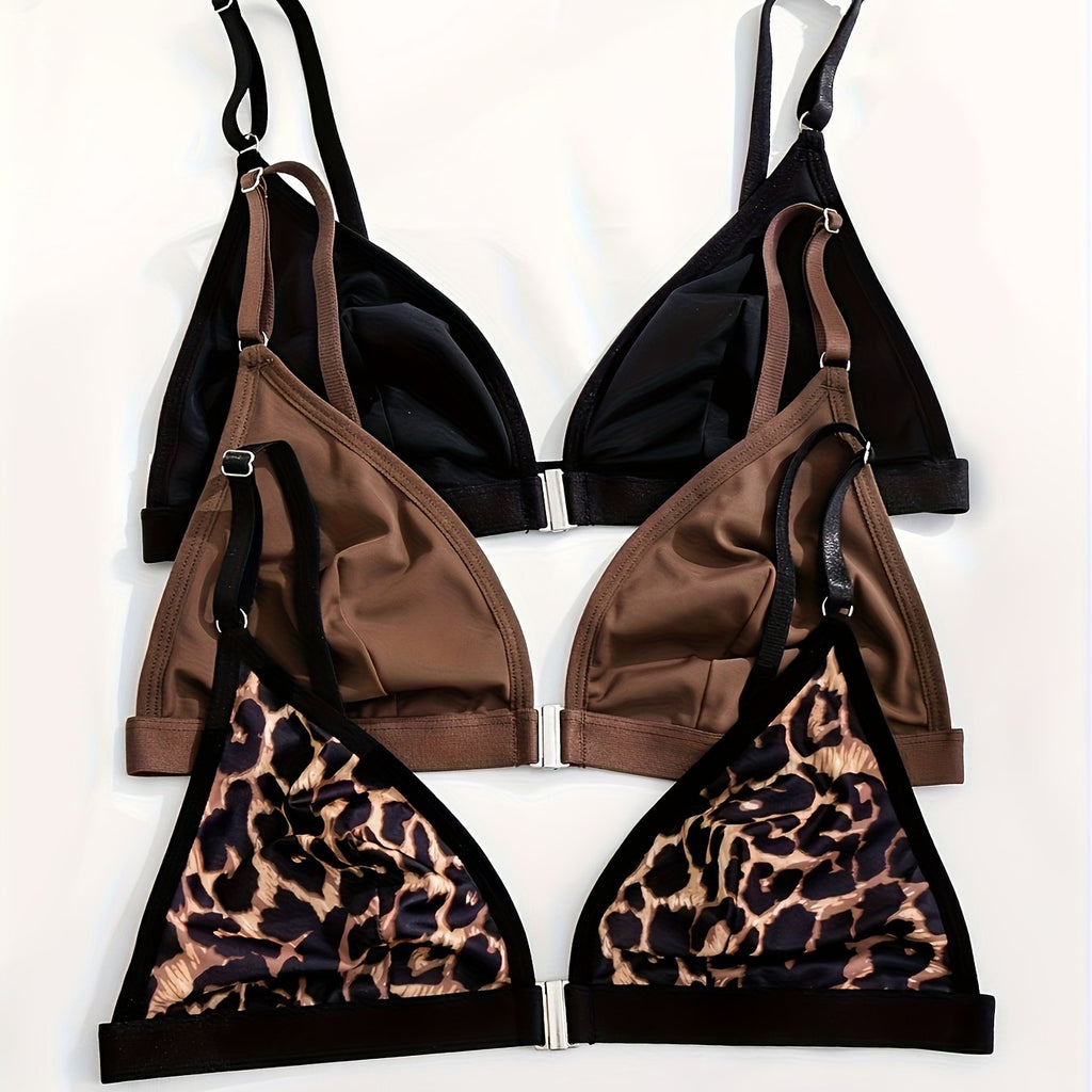 3pcs Women'S Front Closure Bras